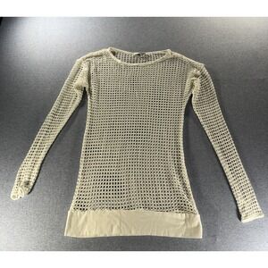 Hard Tail Forever White Open Knit Fishnet Long Sleeve Top Women's Small USA